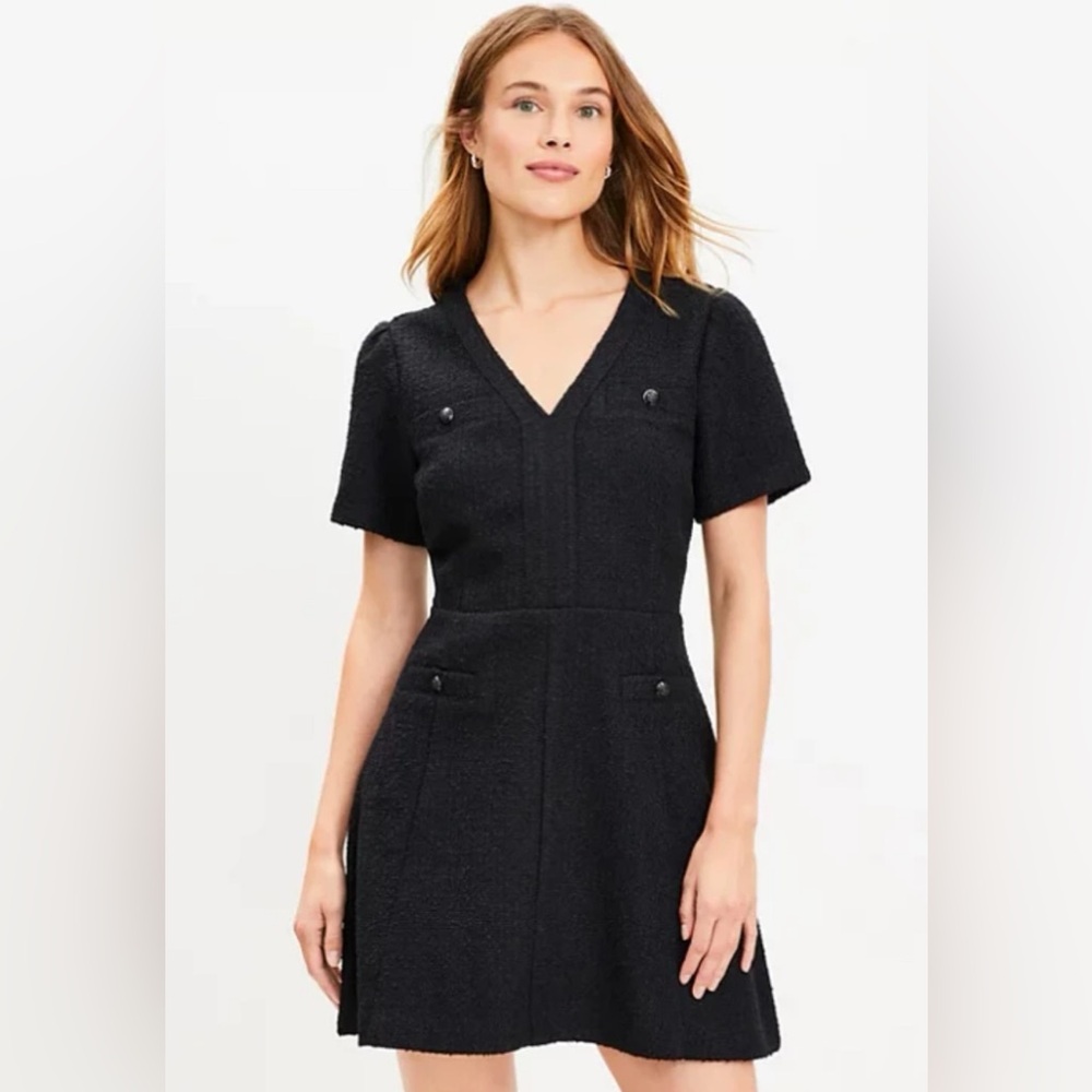 LOFT Tweed Mini Flare Pocket Dress Sz 2 NWOT